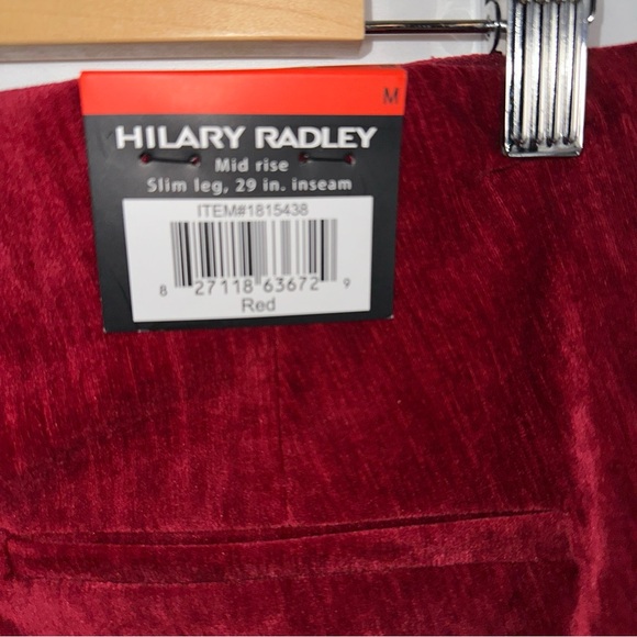 Hilary Radley Pants Women's Red Medium 29 Inseam Mid-Rise Faux Suede Pull On NEW - Picture 9 of 11